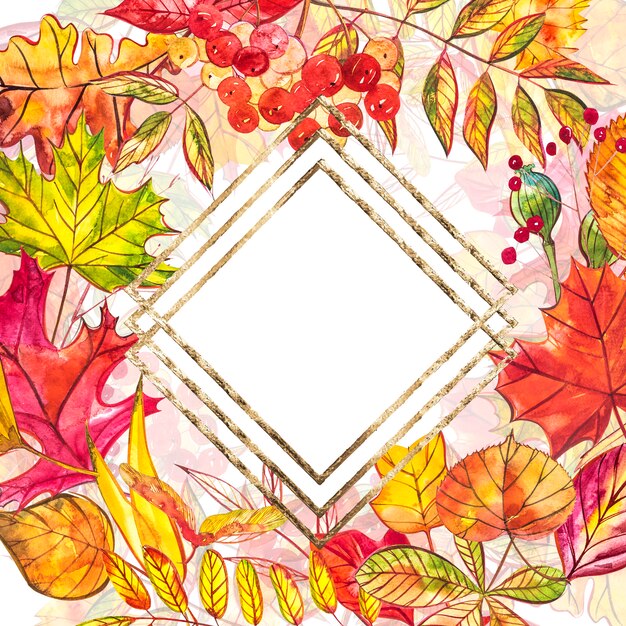 Autumn template background. Seasonal illustrations.watercolor illustration.