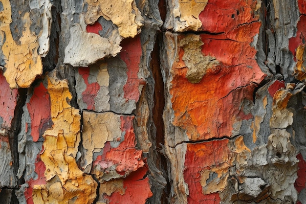 Autumn Textures Colorful Abstract Bark Pattern of Aged Eucalyptus Tree