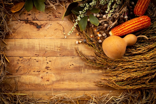 Photo autumn and thanksgiving day  background from fallen leaves