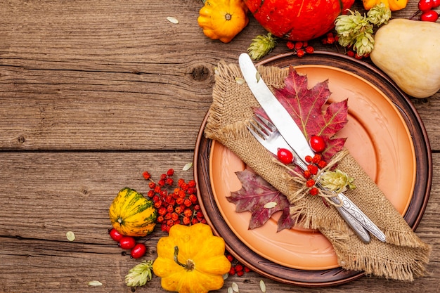 Autumn and Thanksgiving dinner place setting