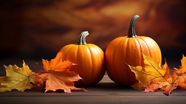 Autumn thanksgiving pumpkin maple leaves decoration