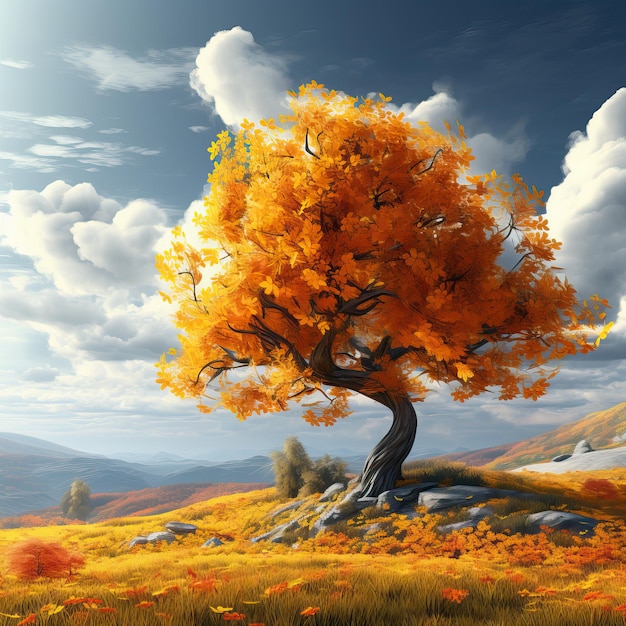 Autumn tree high quality high quality ai generated image