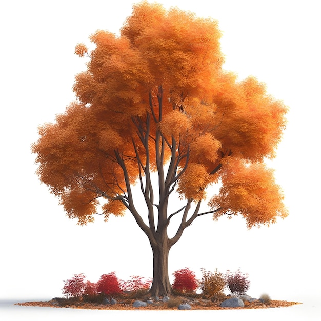 Foto albero d'autunno isolato su uno sfondo bianco