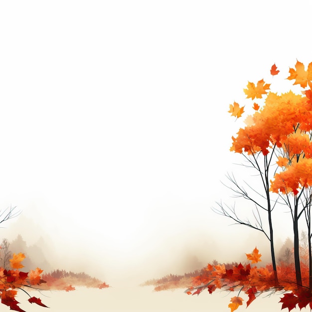 Autumn tree and leaf with white background high quality ai generated image