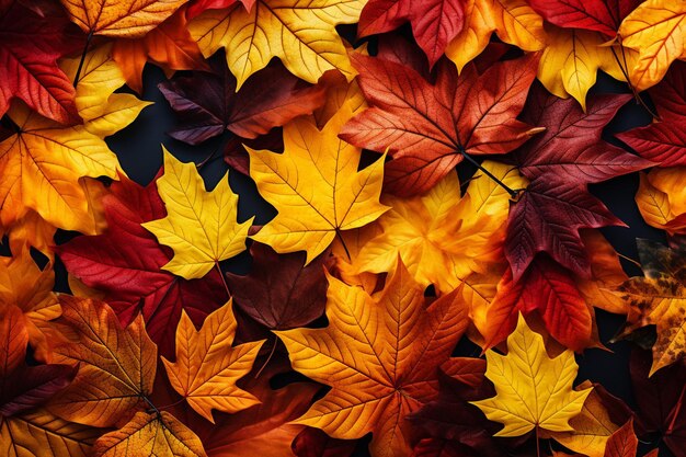 Foto modello di cornice laterale superiore delle foglie d'autunno dell'albero