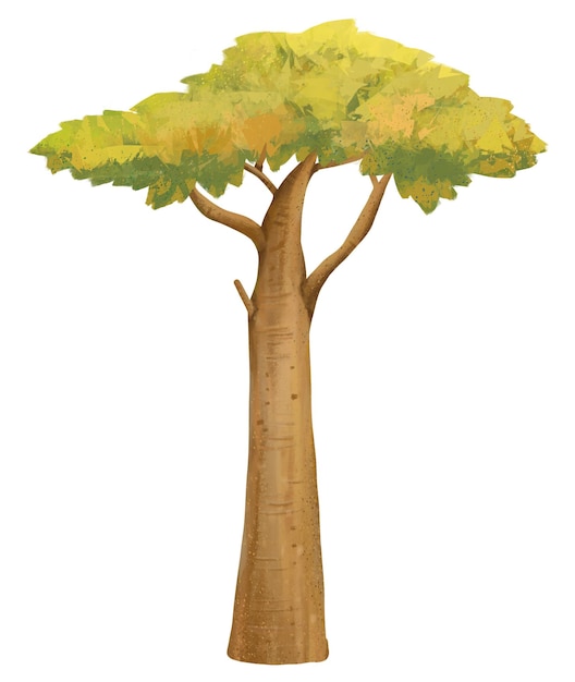 秋の木 pngステッカー 植物学イラスト 透明な背景