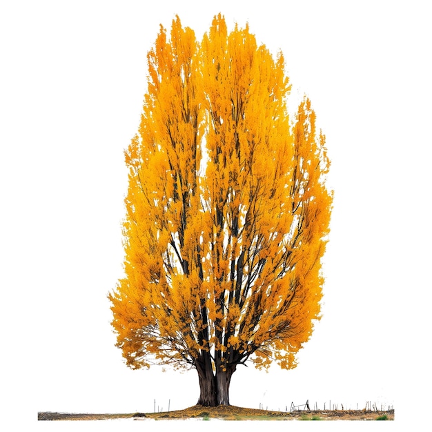 Осеннее дерево с желтыми листьями, изолированное на белом или прозрачном фоновом дереве с желтыми листьями