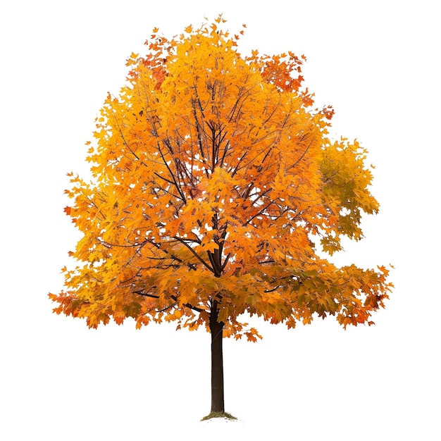 Photo autumn tree with yellow leaves isolated on a white or transparent background tree with yellow leaves