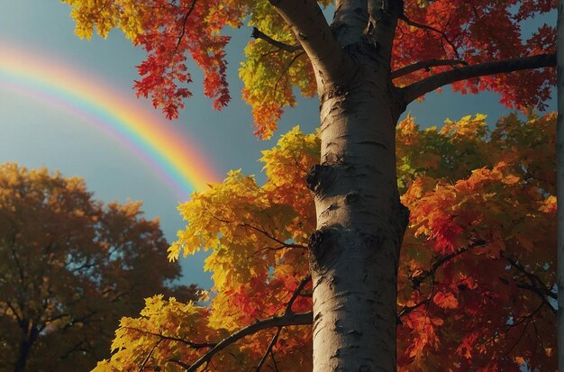 Autumn Trees with Rainbow Leaves