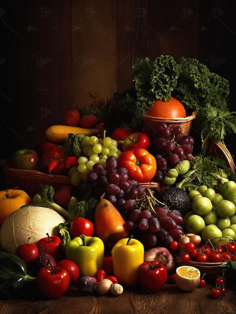 Autumn vegetables and fruits on a black stone background pumpkin