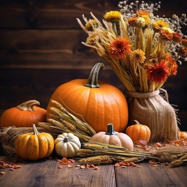 autumn vegetables on wooden background