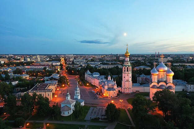 Autumn vologda kremlin, drone top view, russia religion\
christian church