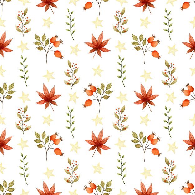 Photo autumn watercolor seamless pattern