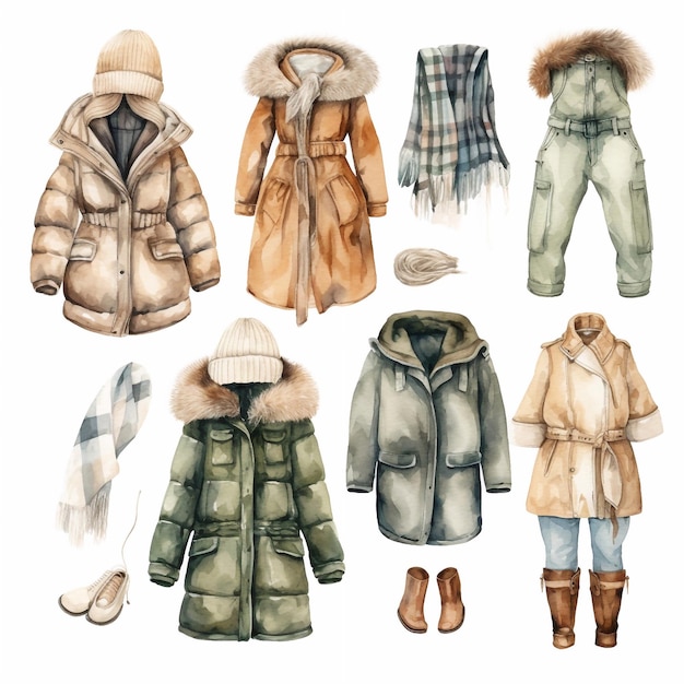 autumn winter collection of warm clothes winter wardrobe