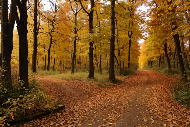 秋の森の中