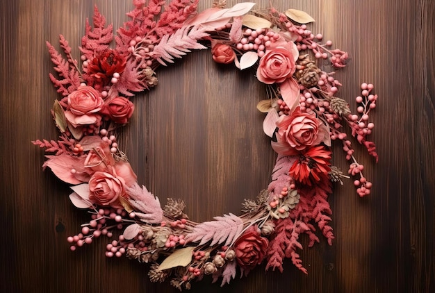 autumn wreath clip art on wooden background