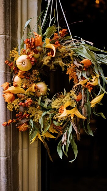 Осенний венок, осенний праздничный сезон в английском деревенском стиле, ботанический осенний декор, вдохновение