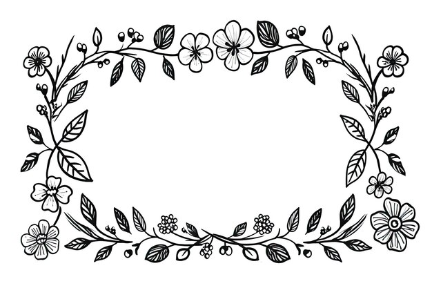 Photo autumn wreath folk art frame handdrawn illustration simple and elegant autumn wreath frame premium