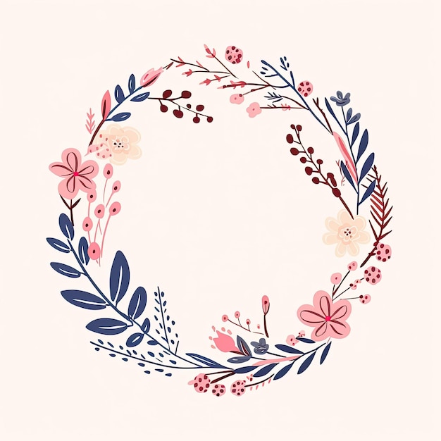 Autumn Wreath Folk Art Frame Handdrawn Illustration Simple And Elegant Autumn Wreath Frame Premium