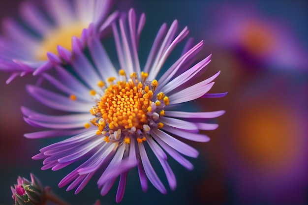 Autumnal asters blooming background AI Generated