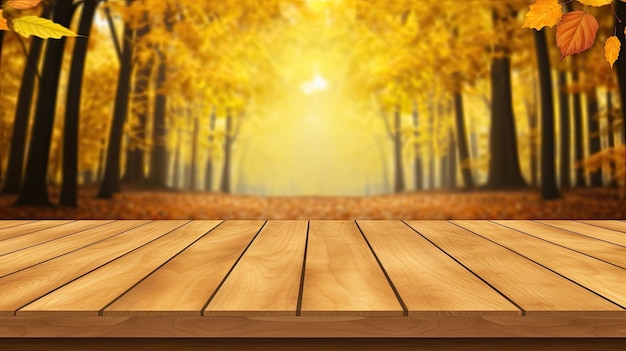 Autumnal background behind wooden table image aig30 Generative AI