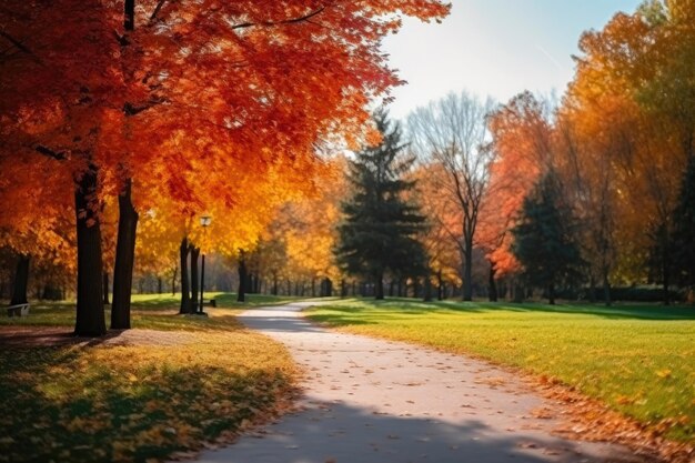 Foto paesaggio del parco cittadino autumn bliss