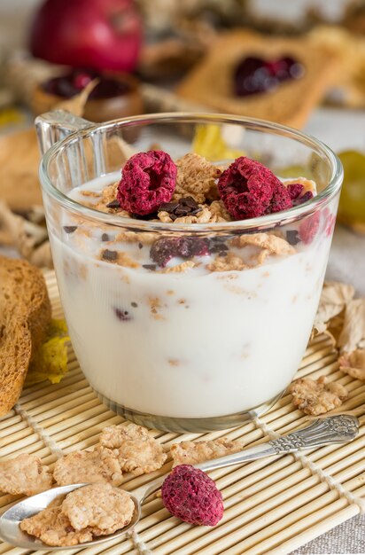 Autumnal food background with rusks and jam