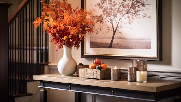 Autumnal hallway decor interior design and house decoration welcoming autumn entryway furniture stairway and entrance hall home decor in an English country house and cottage style idea