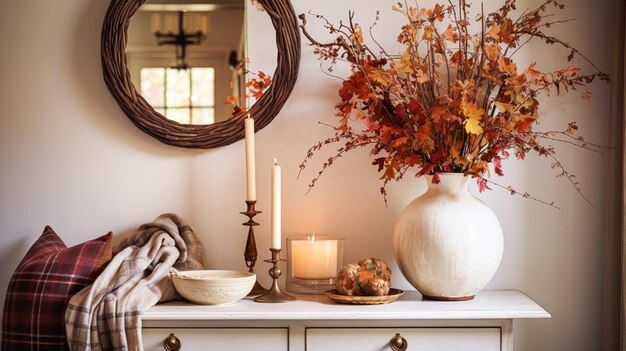 Photo autumnal hallway decor interior design and house decoration welcoming autumn entryway furniture stairway and entrance hall home decor in an english country house and cottage style idea