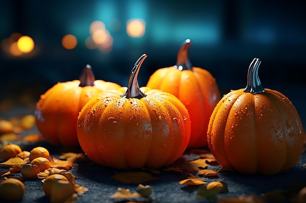 Autumnal Pumpkins in a Vibrant Landscape