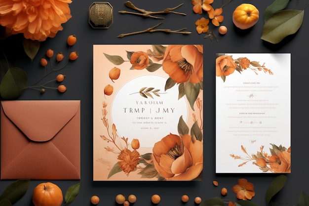 Autumnal wedding invitation suite with pumpkin ill 00022 01