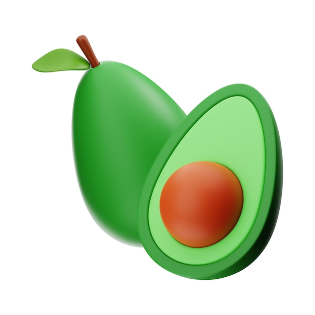 Avacado eten en drinken pictogram 3D-rendering op geïsoleerde background