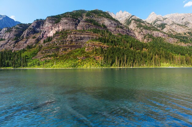 Avalanche lake in Glacial national park in Montana