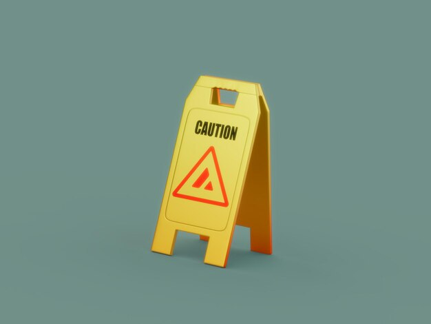 Foto avalanche wet floor sign yellow attenzione pericolo crypto currency illustrazione 3d rendering