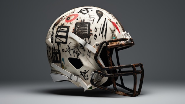 Avantgarde Ceramic Football Helmet With Basquiatinspired Graffiti