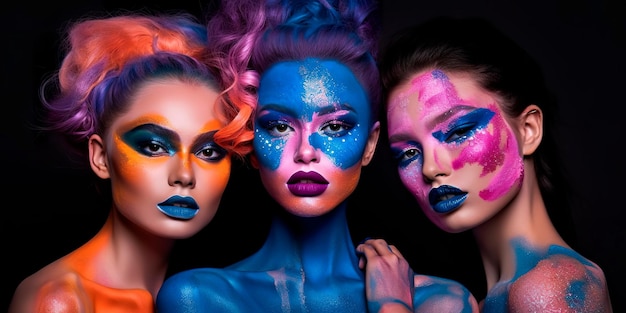 Photo avantgarde makeup looks that blur the lines between fashion art and makeup pushing the boundaries of conventional beauty standards generative ai