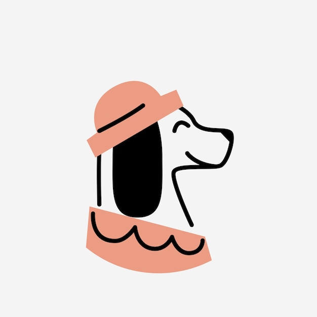 アウトライン スタイルの犬のアバター このイラストは、ミニマルな犬のアバターを示しています