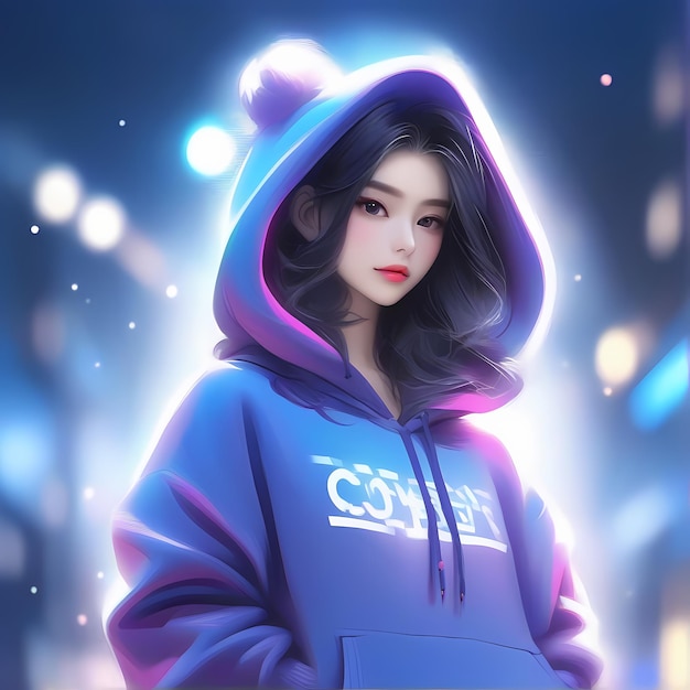 avatar girl wearing hoodie illustration