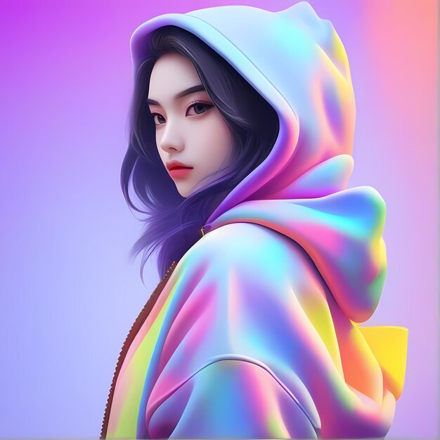 avatar girl wearing hoodie illustration