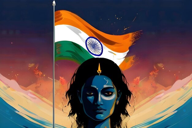 Photo the avatar and its successors the flag of india