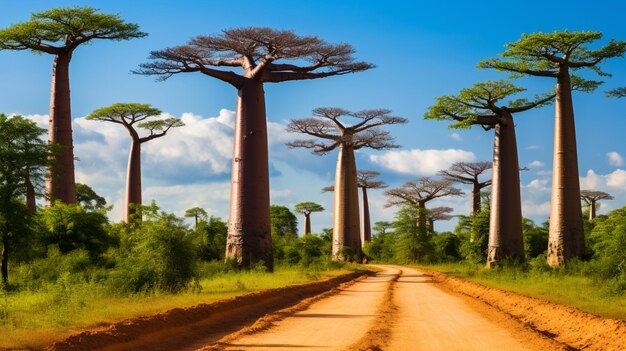 Foto avenue gigante baobab albero del madagascar immagine ai generato arte