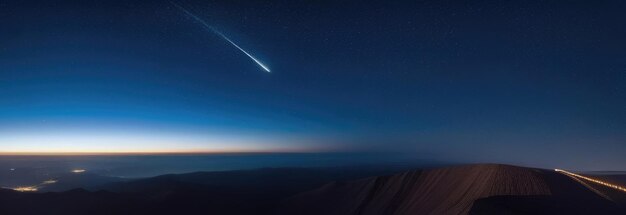 Aviation and Cosmonautics Day International Day of Human Spaceflight comet flight trace of a comet in space mountain peaks top view horizontal banner