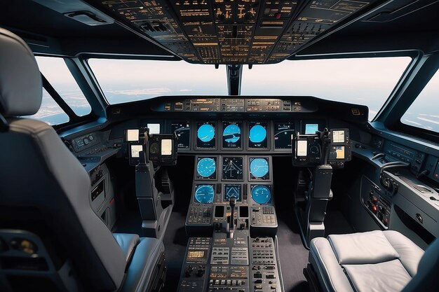 Aviation Pilots Cockpit Setup Gaming Room interior mockups with blank copy space