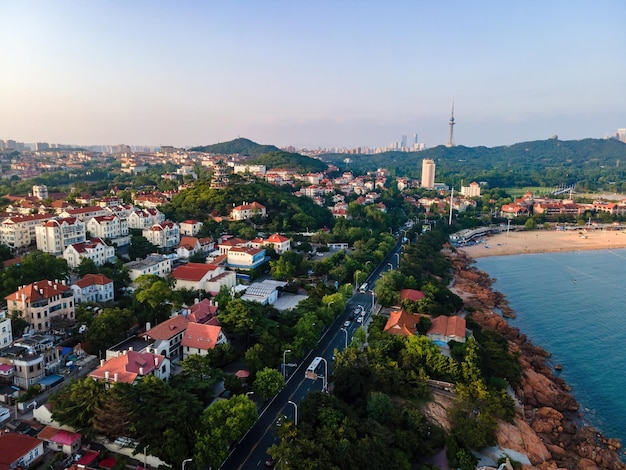 Aviazione potal qingdao coast line bay area paesaggio