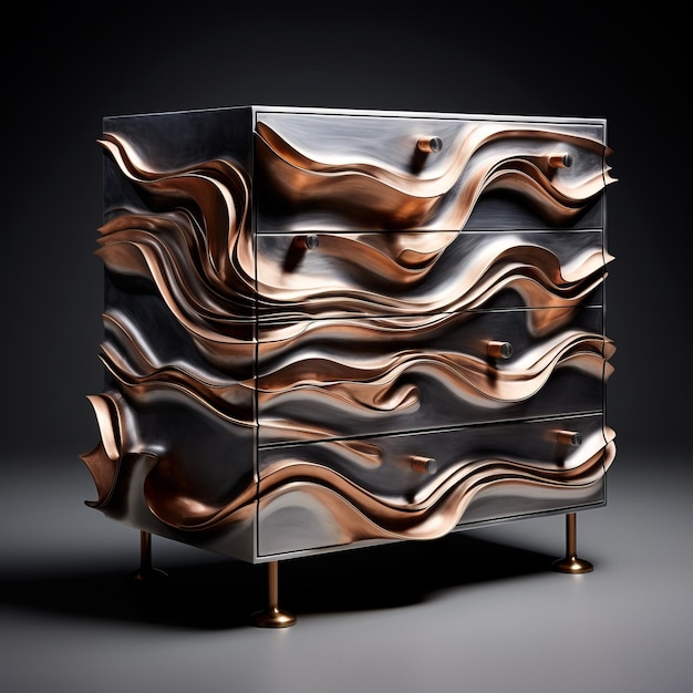 Aviciiinspired Liquid Metal Chest Of Drawers