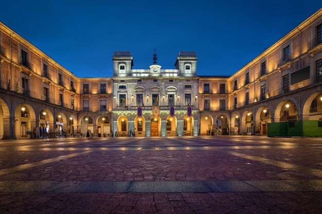 Avila Spain Historic Town Hall at dusk