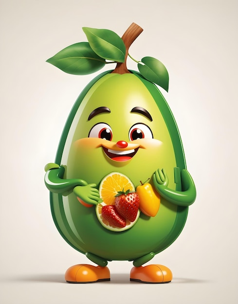 avocado 3d mascotte karakter