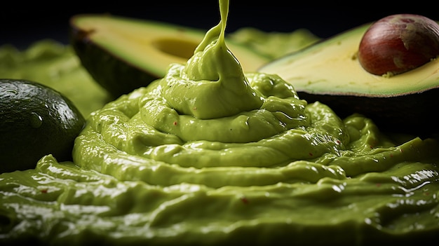 Photo avocado_and_green_pepper_sauce_ultra_close_up_the_ph