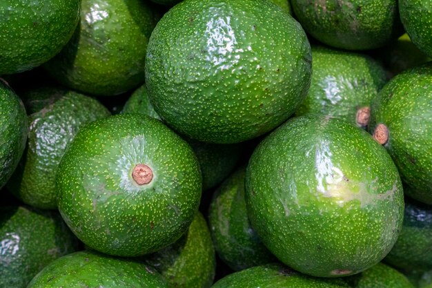 Avocado background. green avocado on a market