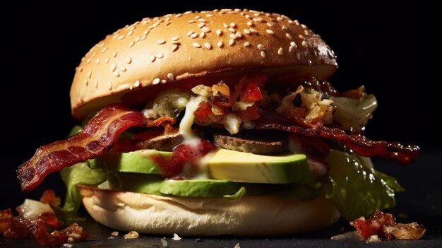 Avocado and bacon burger AI generated